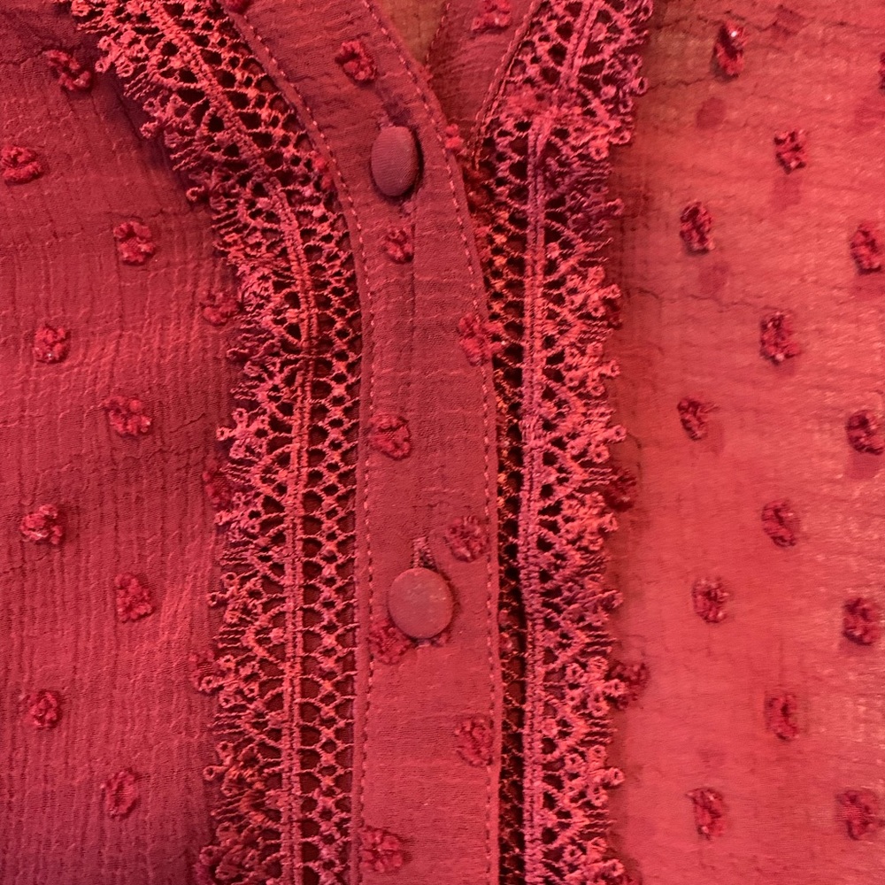 LOVE & ROSES Deep Red Blouse - Picture 2 of 5